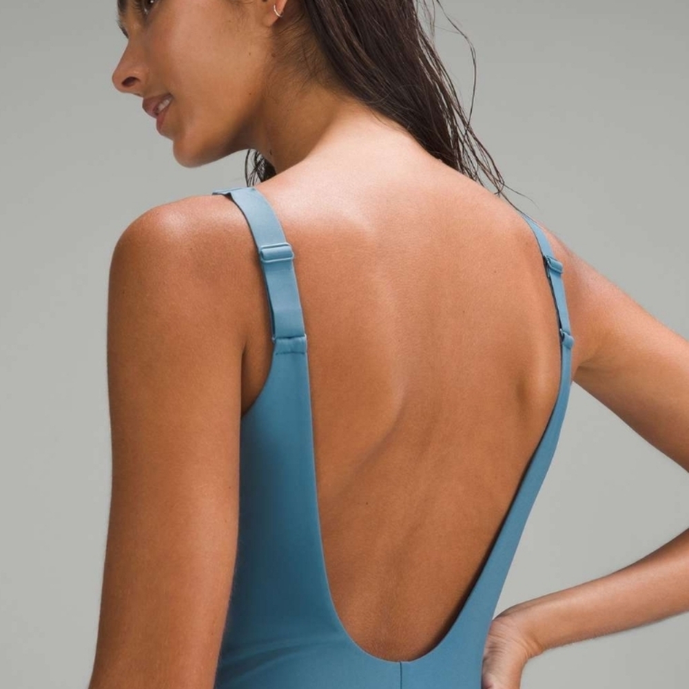 lululemon athletica Waterside V-Neck One-Piece Swimsuit in Soft Denim (Blue) - Picture 3 of 11